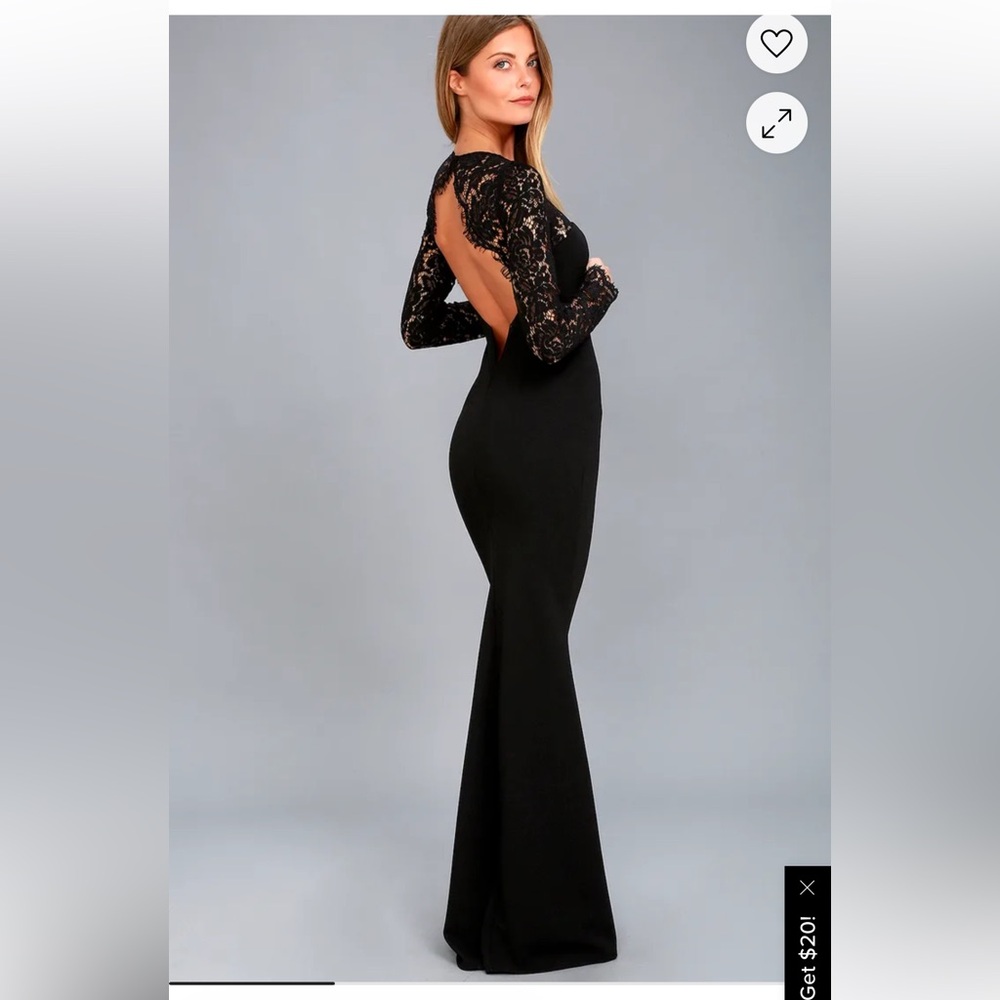 Lulu's Black Backless Gown Dress